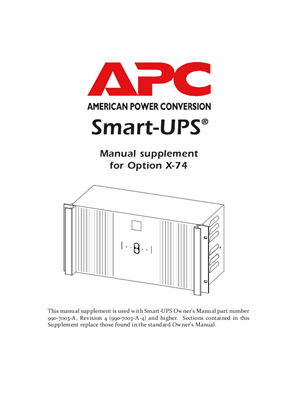 Smart-UPS 250, X74 (Manual Addendum)