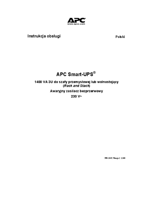 Smart-UPS RM XL 3 U, 1400 VA, 230 V (Manual)
