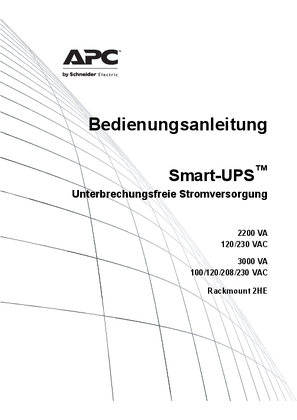 Smart-UPS RM 2200 VA, 3000 VA, 100 V, 120 V, 230 V (Handbuch)