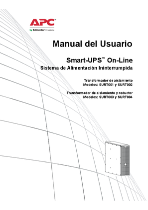 Transformadores de aislamiento Smart-UPS RT SURT 001/002; Transformadores de descenso SURT 003/004