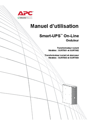 Transformateurs d'isolation Smart-UPS RT SURT 001/002; Transformateurs Step Down SURT 003/004