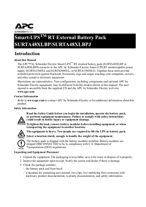 Smart-UPS RT External Battery Pack SURTA48XLBP/SURTA48XLBPJ
