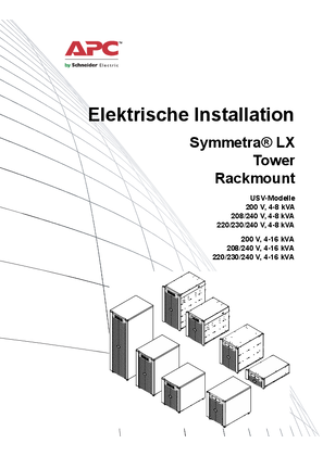 Electrical Install Symmetra LX 220/230/240 Vac TWR/RM