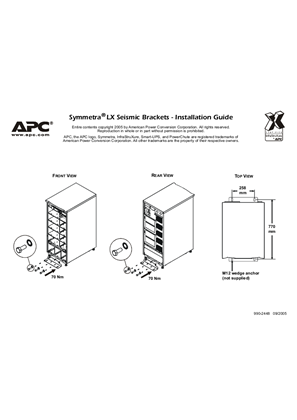 Symmetra Accessories Seismic Brackets Installation Guide (Sheet)