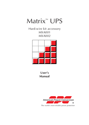 Matrix-UPS Hardwire Kit (Manual)