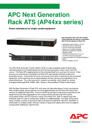 Rack Automatic Transfer Switch (AP44xx series) Technical Brochure