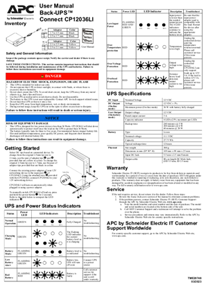 User Manual Back-UPS Connect CP12036LI