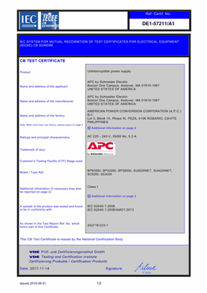 CB certificate SC series