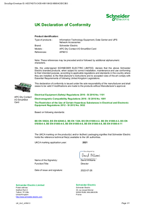 UK Declaration of Conformity: AP9620