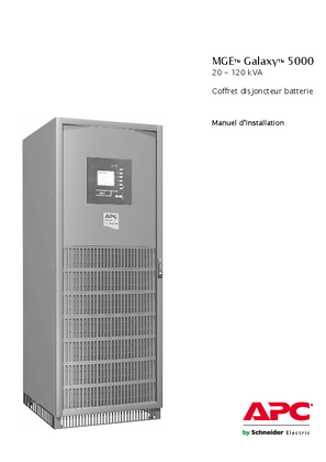 MGE Galaxy 5000 Battery Circuit Breaker Cabinet Installation Manual (400V)