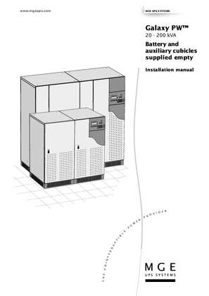 MGE Galaxy PW 20-200 kVA Battery and Auxiliary Cubicles Supplied Empty Installation Manual (EMEA)