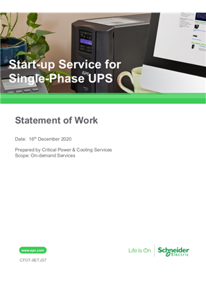 Start-up Service for Single-Phase UPS