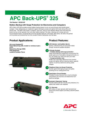 Back-UPS BE325-GR Specification Sheet