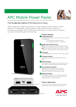Mobile Power Pack Specification Sheet (International)