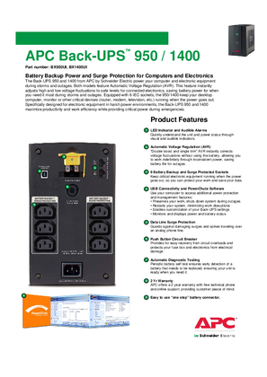 Back-UPS BX950UI, BX1400UI Specification Sheet