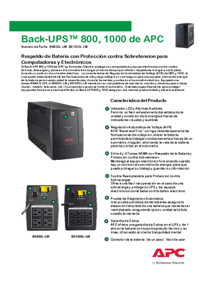 Back-UPS BX800L-LM, BX1000L-LM Specification Sheet