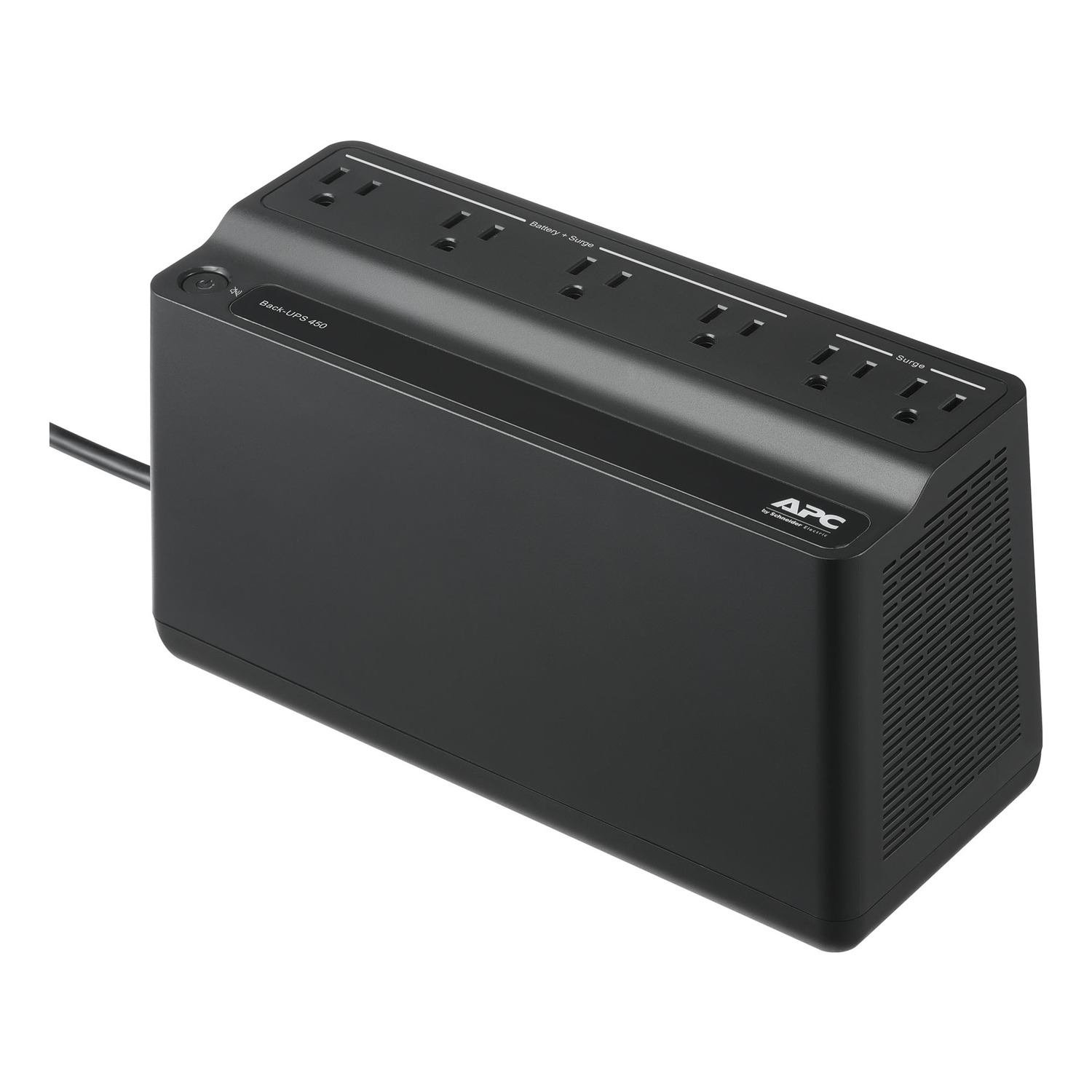 APC Back-UPS 450VA, 120V, 6 NEMA outlets (2 surge), Battery is not user replaceable
