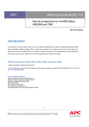 Neutral arrangements for the MGE Galaxy 5000, MGE Galaxy 5500 and MGE Galaxy 7000