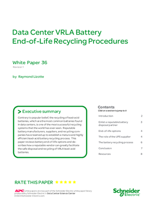 Data Center VRLA Battery End-of-Life Recycling Procedures