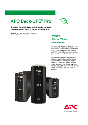 Back-UPS Pro Family Specification Sheet (230 volt/IEC-320 units)