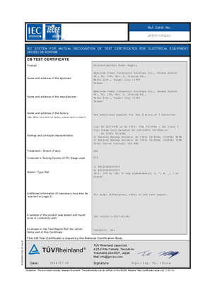 CB Certificate BR 1500 1200 G 230V