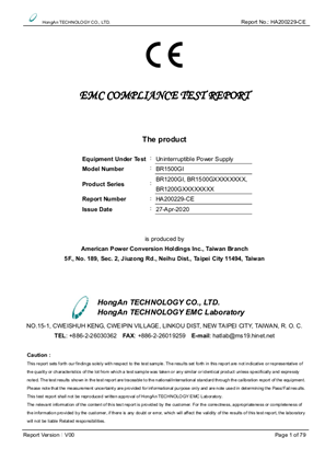 EMC Test Approval for Power-Saving Back-UPS 1200/1500VA 230V