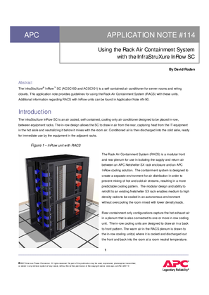 Guidelines for Using Rack Air Containment System with InfraStruXure InRow SC