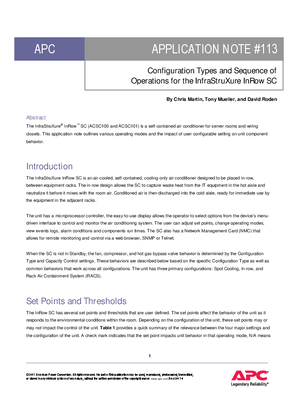 Configuration Types and Sequence of Operations for the InfraStruXure InRow SC