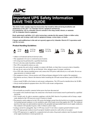 Safety Guide Smart-UPS RT/Hardwire/over 1.5 kVA