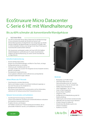 EcoStruxure Micro Data Center C-Serie 6HE Wandmontage Broschüre