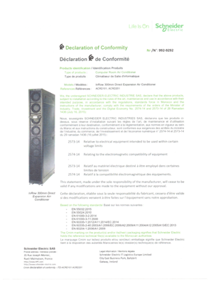 CMIM Declaration of Conformity InRow 300-mm Direct Expansion Air Conditioners