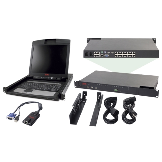 Apc 2x1x16 Ip Kvm With Apc 17 Rack Lcd And Usb Vm Server Module Bundle Apc United Arab Emirates