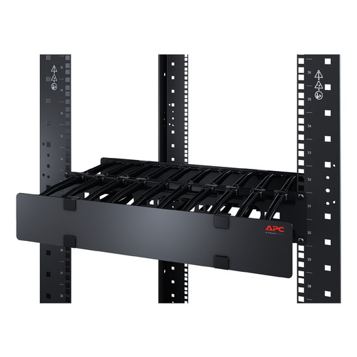 APC NetShelter Cable Management, Horizontal Cable Manager, 1U, Single Side with Cover, Black, 482.6 x 44.45 x 165.1 mm