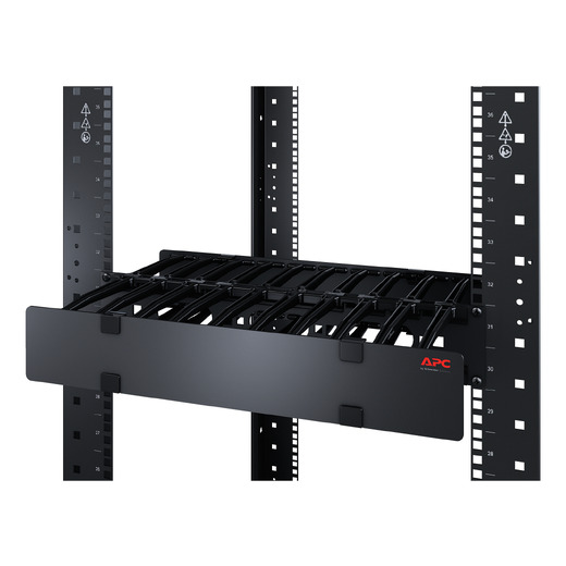 APC NetShelter Cable Management, Horizontal Cable Manager, 2U, with Cable Tie, Single Side with Cover, 482 x 89 x 165 mm