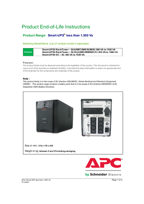 EoLi - Smart-UPS Less than 1500 VA