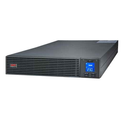 APC Easy UPS On-Line, 6kVA/6kW, Rackmount 2U, 230V, 1x Hard wire 3-wire(1P+N+E) outlet, Intelligent Slot, Extended runtime, No battery, W/O rail kit Front Left