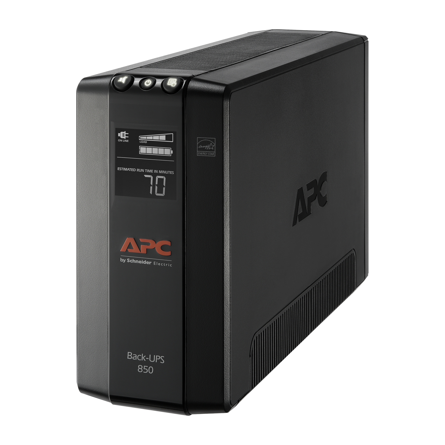 APC Back-UPS 850, Compact Tower, 850VA, 120V, AVR, LCD, 8 NEMA outlets (4 surge)