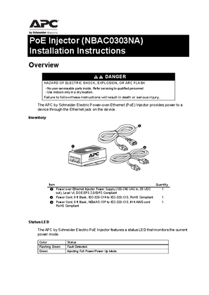 PoE Injector (NBAC0303NA) Installation Instructions