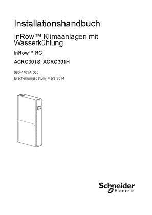Installationshandbuch InRow™ Klimaanlagen mit Wasserkühlung