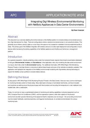 Integrating Digi Wireless Environmental Monitoring with NetBotz Appliances in Data Center Environments