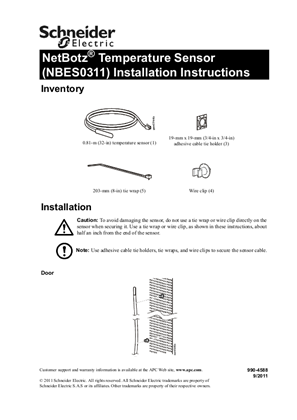 NetBotz Temperature Sensor (NBES0311) Installation Instructions
