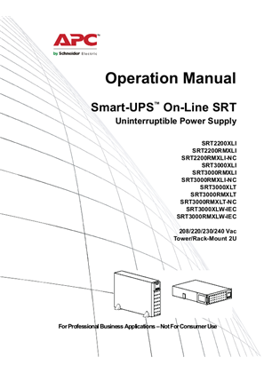 Smart-UPS On-Line SRT2200/SRT3000 Tower/Rack-Mount 2U