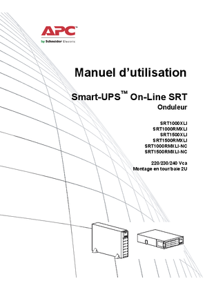 Smart-UPS On-Line Operation SRT1000/SRT1500 XLI