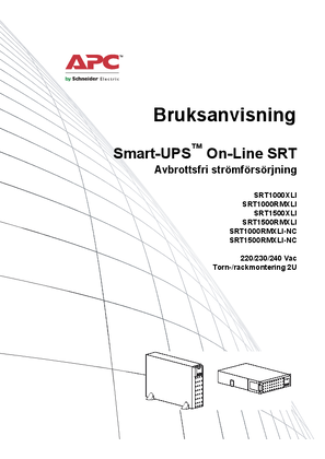 Smart-UPS On-Line Operation SRT1000/SRT1500 XLI