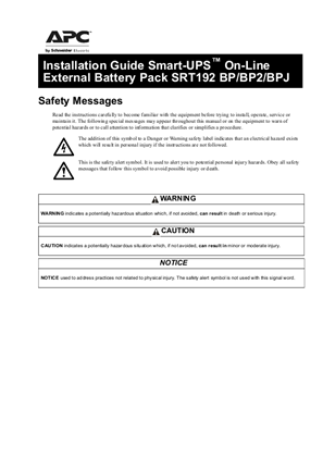 Smart-UPS On-Line External Battery Pack SRT192 BP/BP2/BPJ