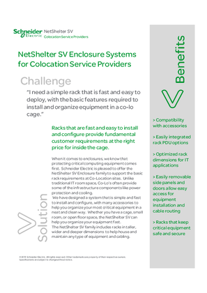 NetShelter SV Enclosures Solution Guide for Colocation Service Providers