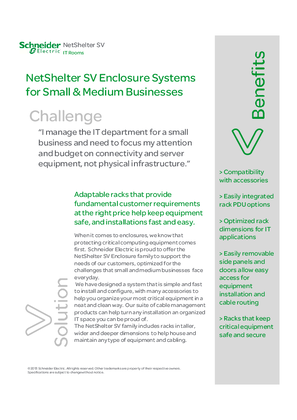NetShelter SV Enclosures Solution Guide for Small - Medium Businesses