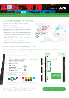 Configure-to-Order and Custom Rack Power Distribution (PDU) Overview