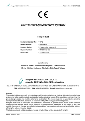 CE EMC + Ctick for Back UPS PRO