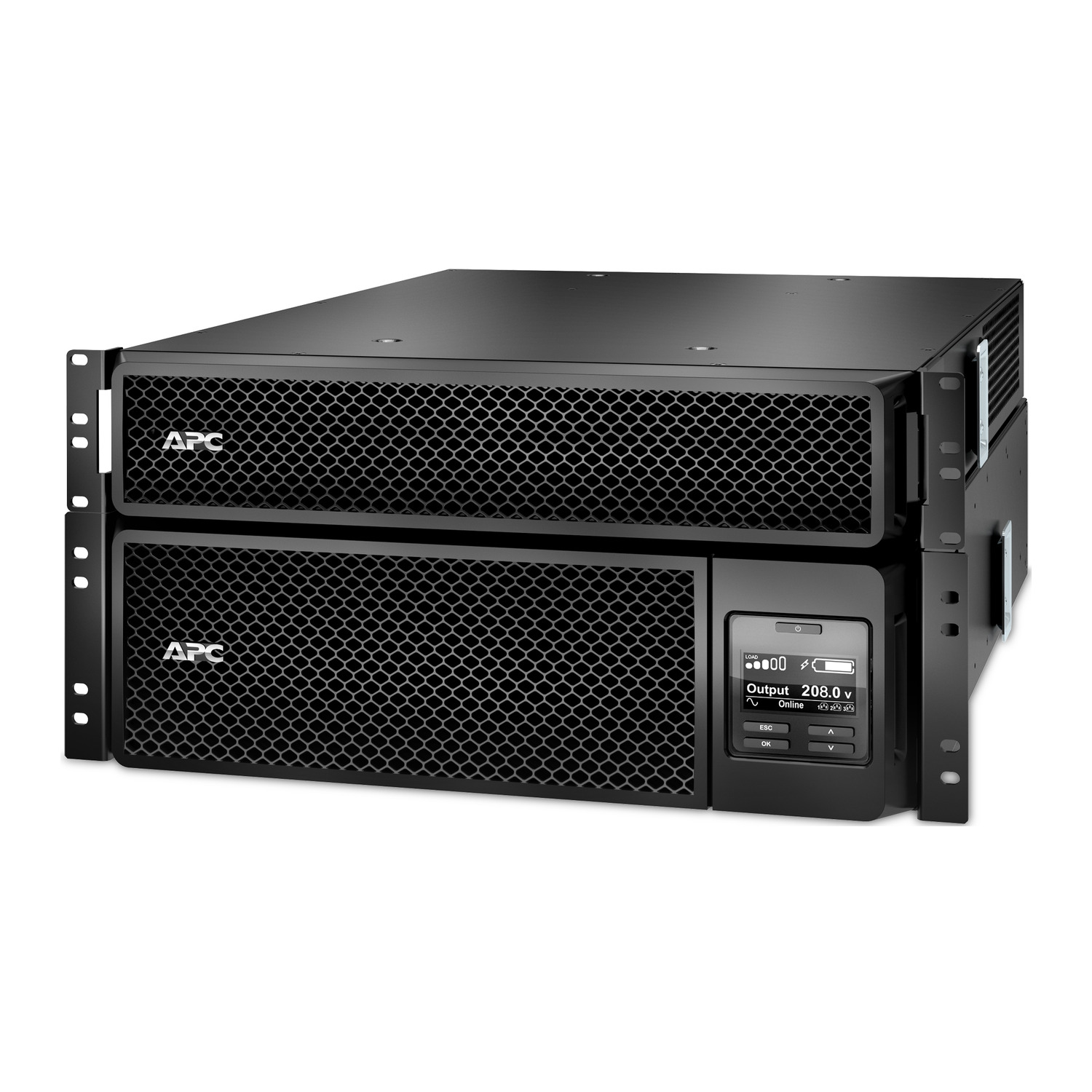 APC Smart-UPS On-Line, 5kVA, Rackmount 5U, 208V, 12 5-20R+2 L6-20R+2 L6-30R NEMA, Network Card+SmartSlot, W/ rail kit, W/ transformer 208V to 120V